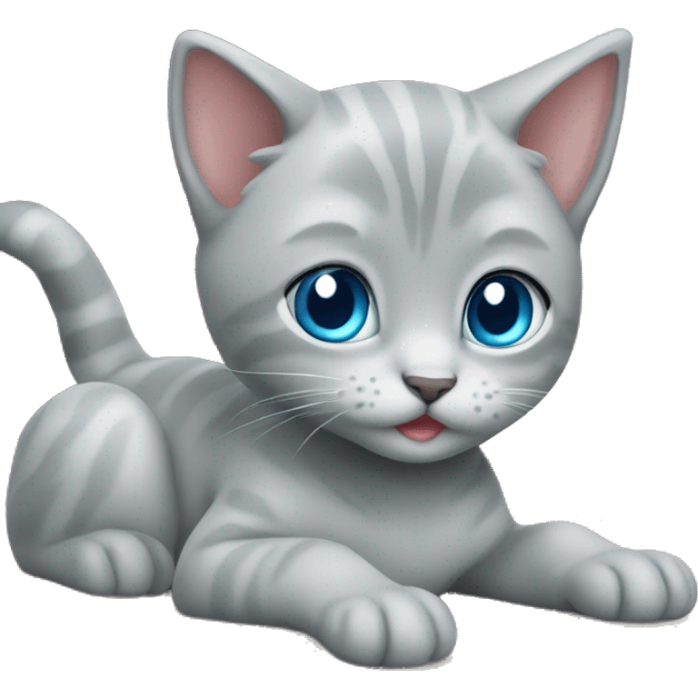 grey kitten blue eyes sitting on the table  emoji