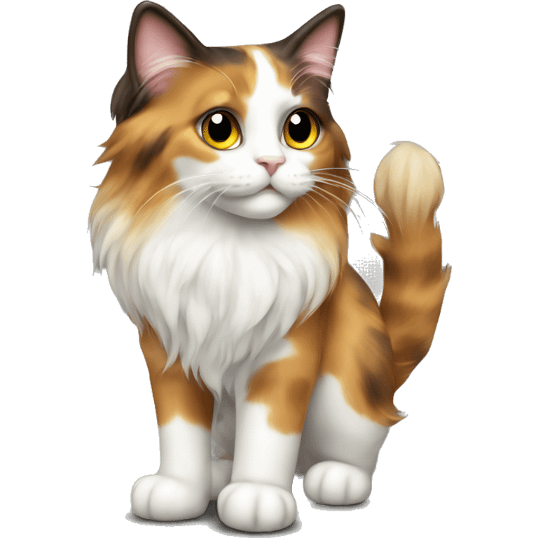 Long hair Calico girly cat full body emoji