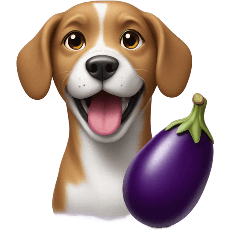 dog with egg plant  emoji