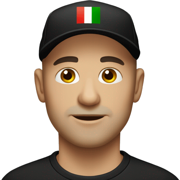 Bald Italian man with black cap and black t-shirt  emoji