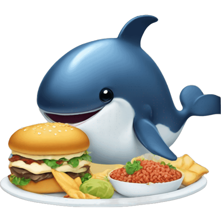 Whale eating food emoji