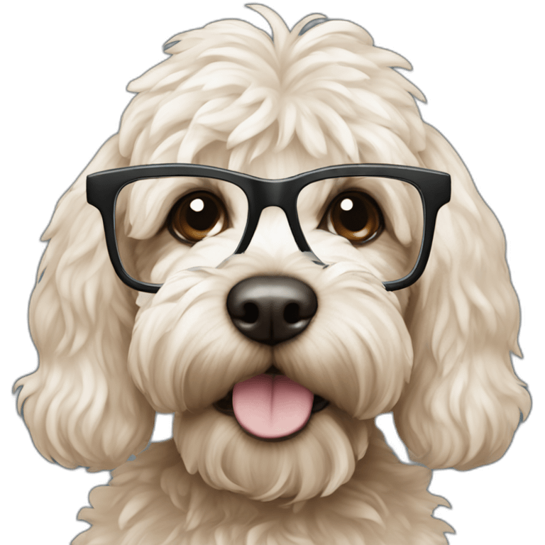 A cockapoo wearing glasses emoji