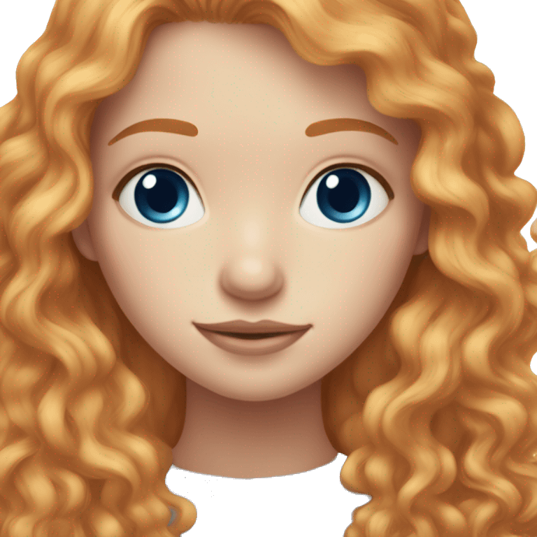 Female, Blond/Ginger hair, one Blue and one Hazel eye, Soft freckles, Button nose emoji