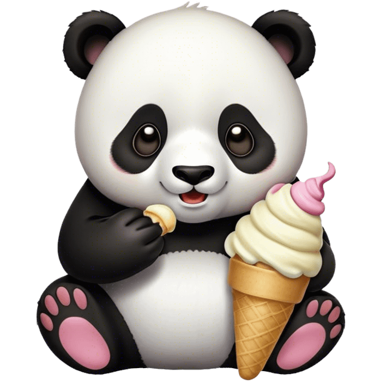 Panda eating ice cream emoji