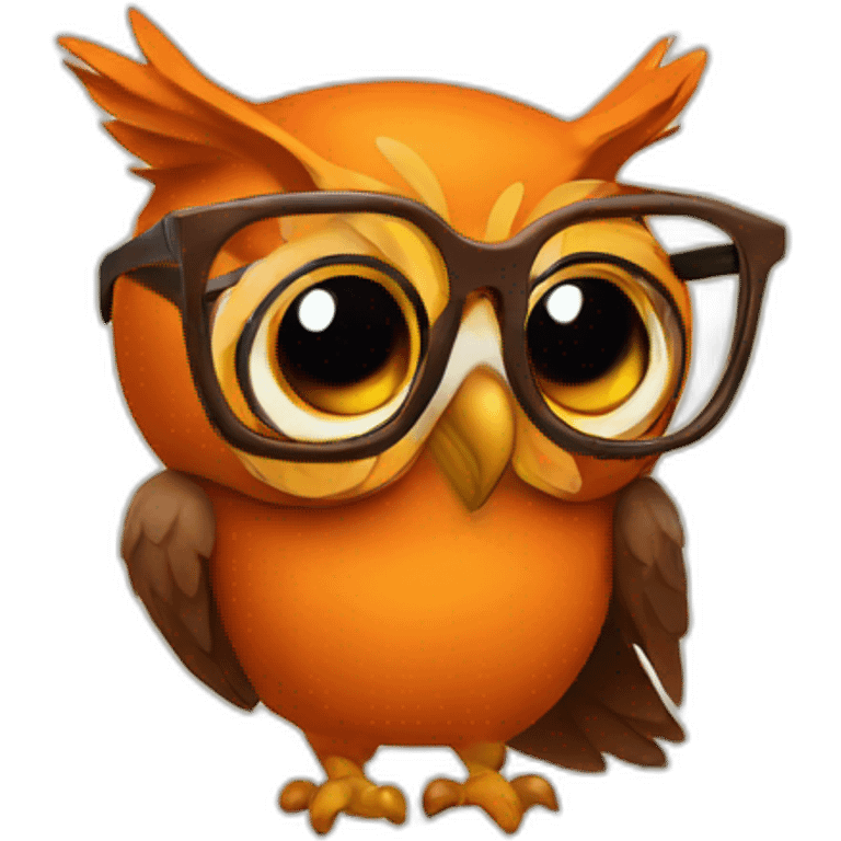 an orange and brown owl with glasses emoji