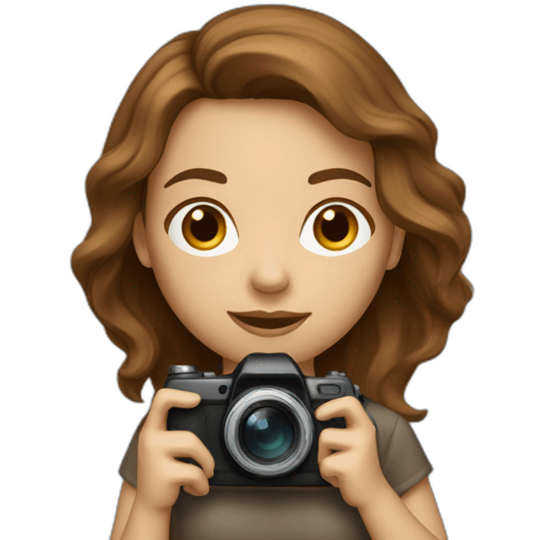 A brown-haired girl with a camera emoji