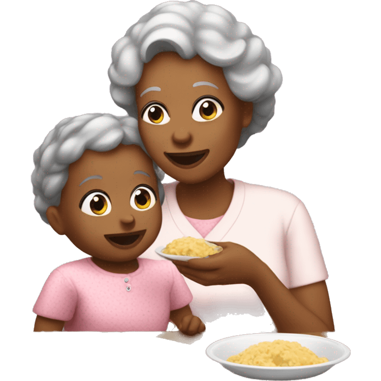 grandmother feeding toddler grand daughter  emoji