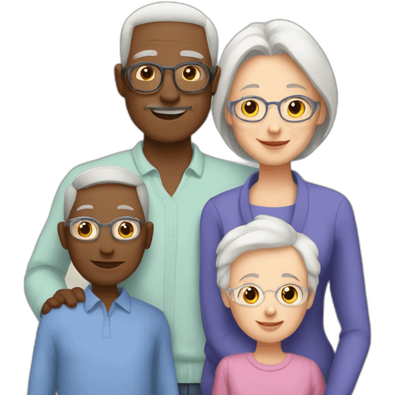 white family of 3 with grandchild and 2 grandparents emoji