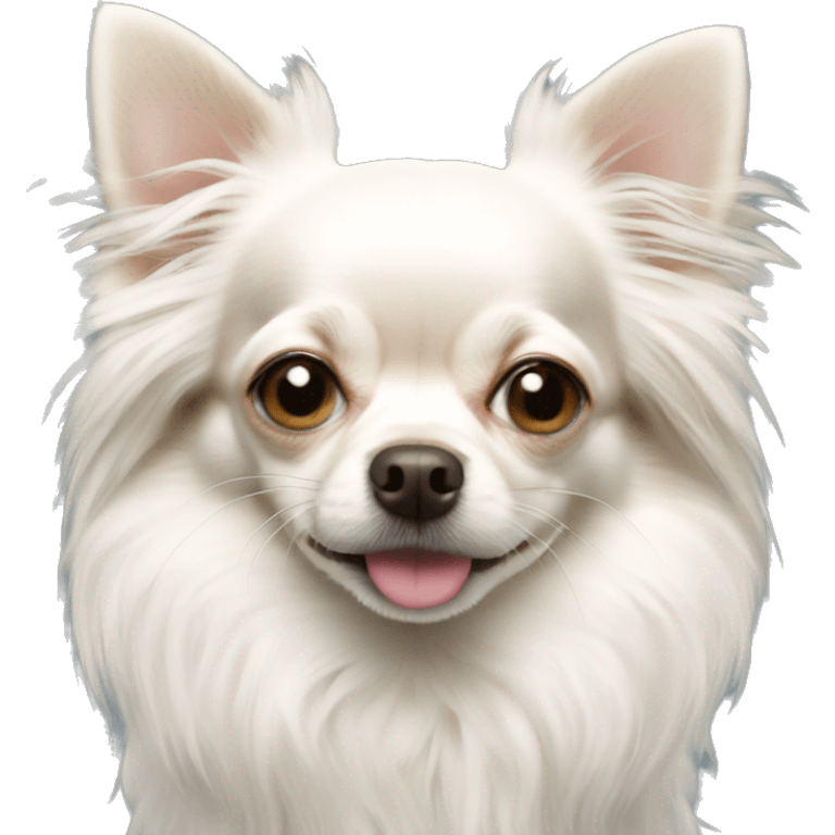 Cute white long haired chihuahua face emoji