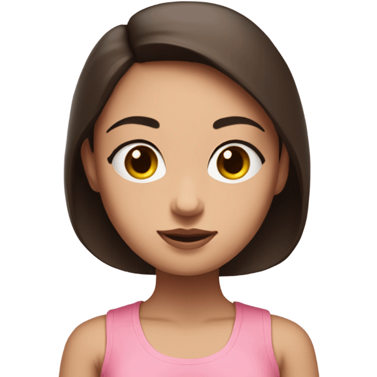 girl with pale skin and dark brown hair in zen meditation position wearing a pink tank top emoji