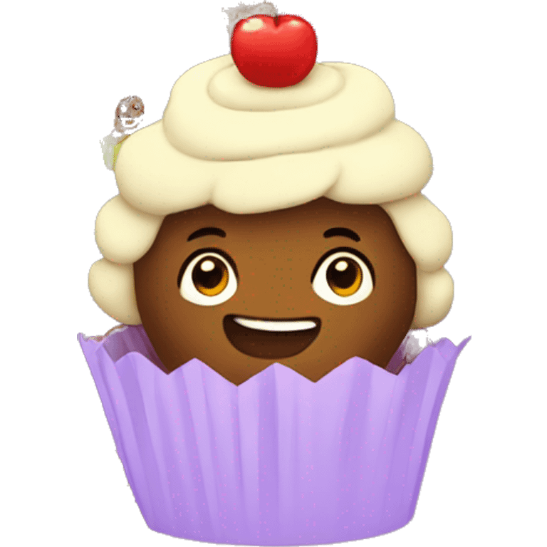 cupcake with kid emoji