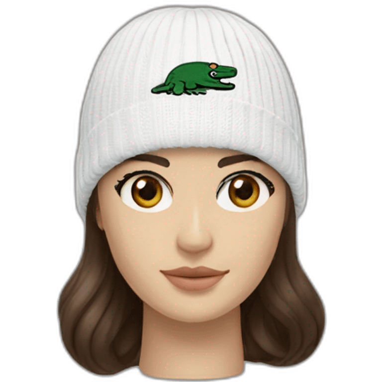 Brunette lacoste beanie with lacoste emoji