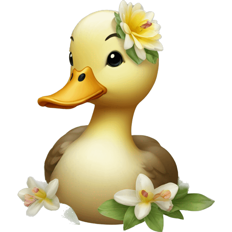 duck with flower on head emoji