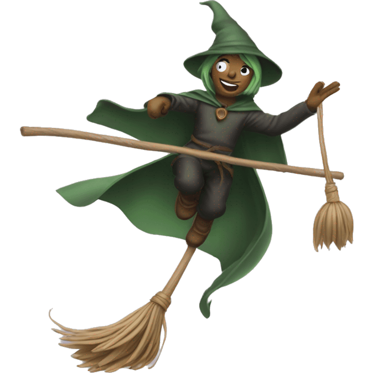 Elphoba flying on a broom emoji