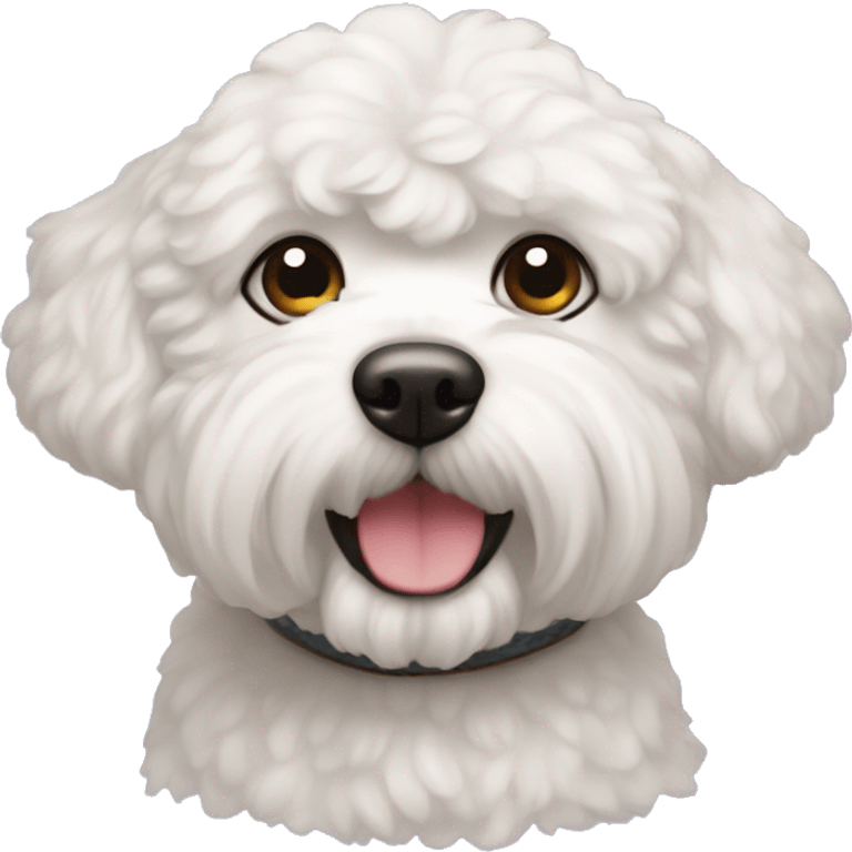 perro bichon maltés con coletas emoji