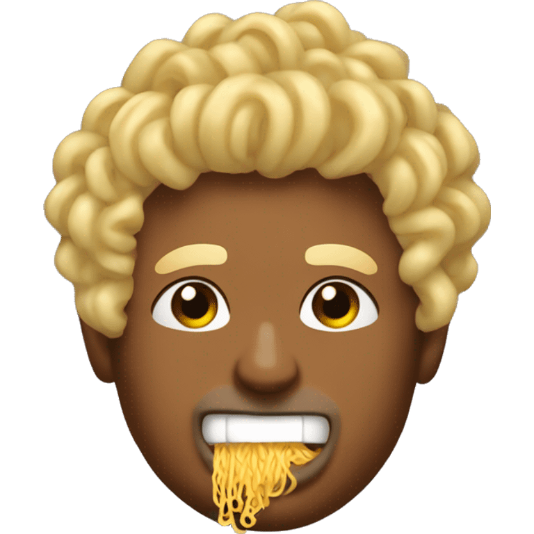 Body builder with ramen noodle hair emoji