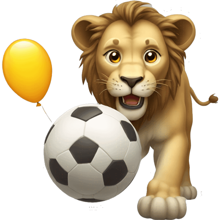 Lion avec un ballon de foot  emoji