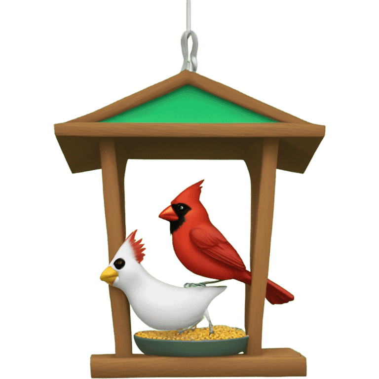 Cardinal on a green bird feeder emoji