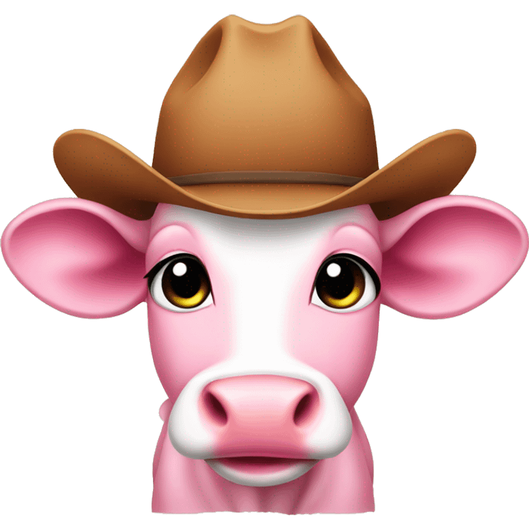 pink baby cow with cowgirl hat  emoji