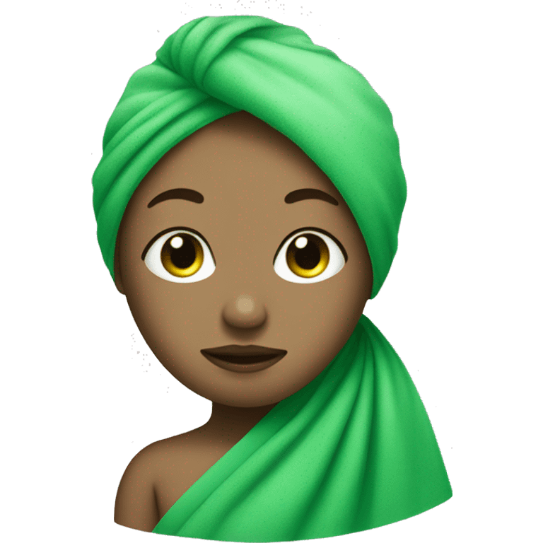 girl with green face mask fair skin and her hair is tucked in a towel emoji