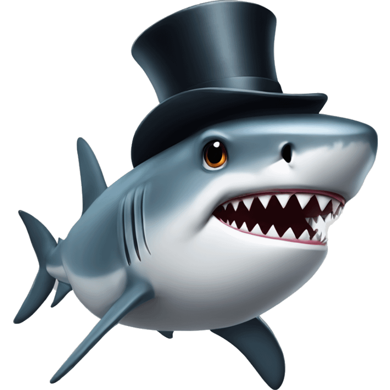 Shark with a top hat emoji