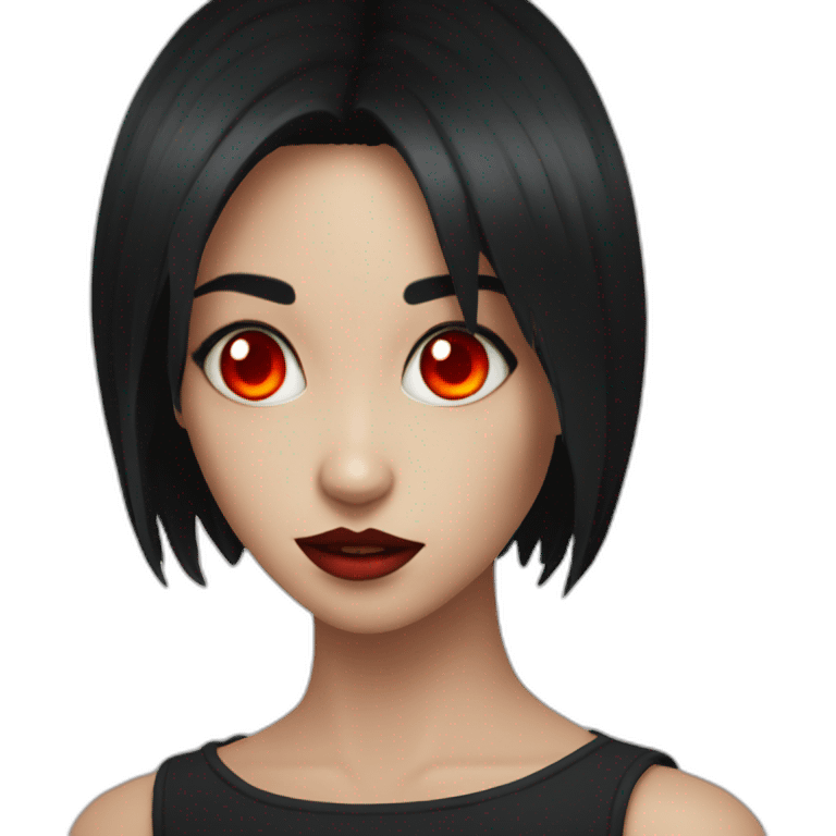 Satan girl with red eyes black hair emoji