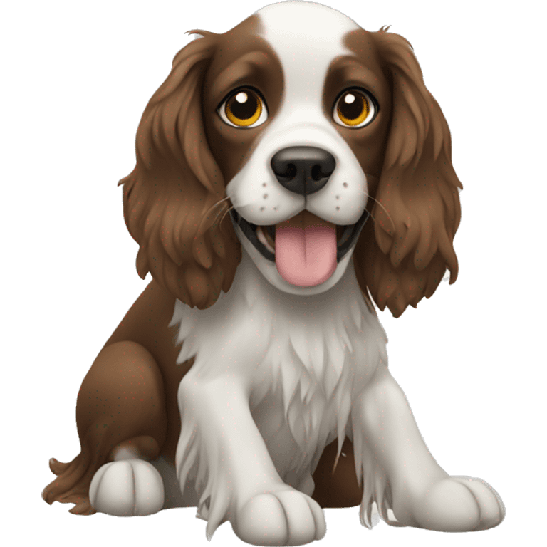 spaniel with a spray in paws emoji