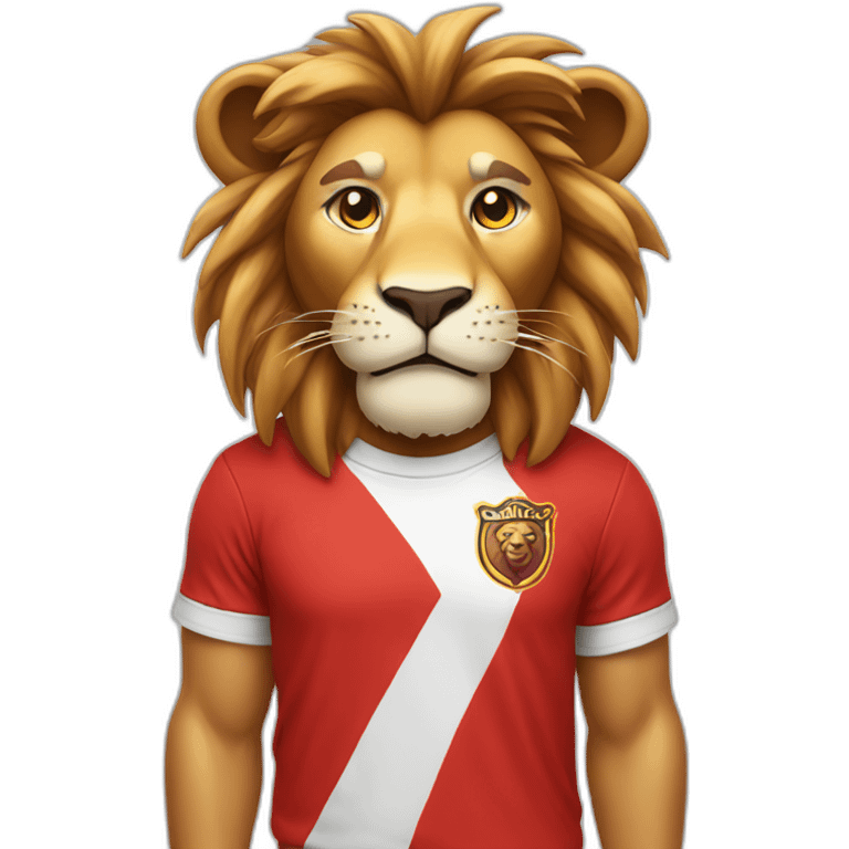 lion dressed with a tshirt stripped red and white emoji