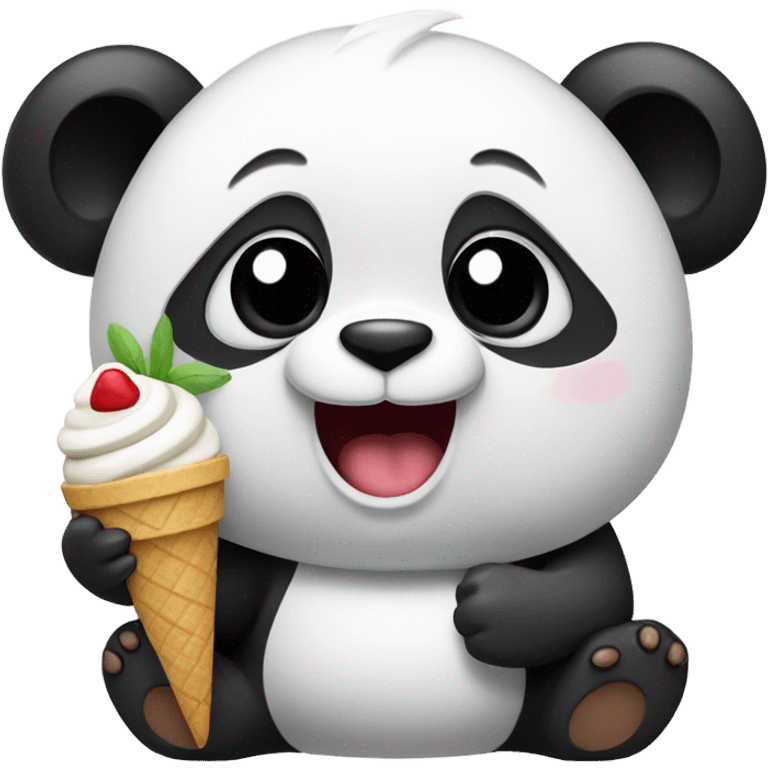 Panda eating ice cream emoji