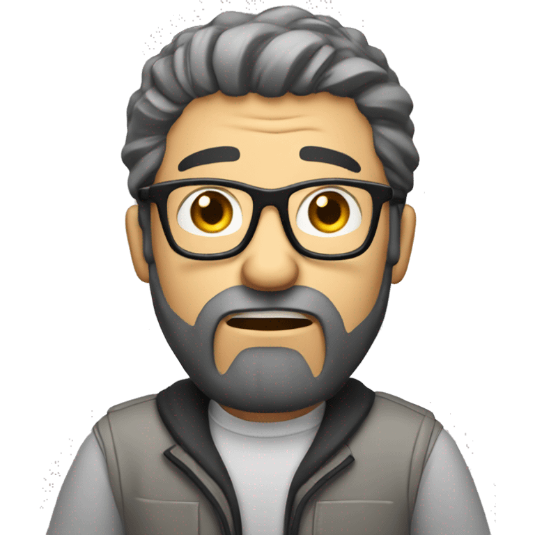 frustrated programmer pulling his hair. He has short hair, a long face, wears glasses, light skinned, and has a beard. emoji