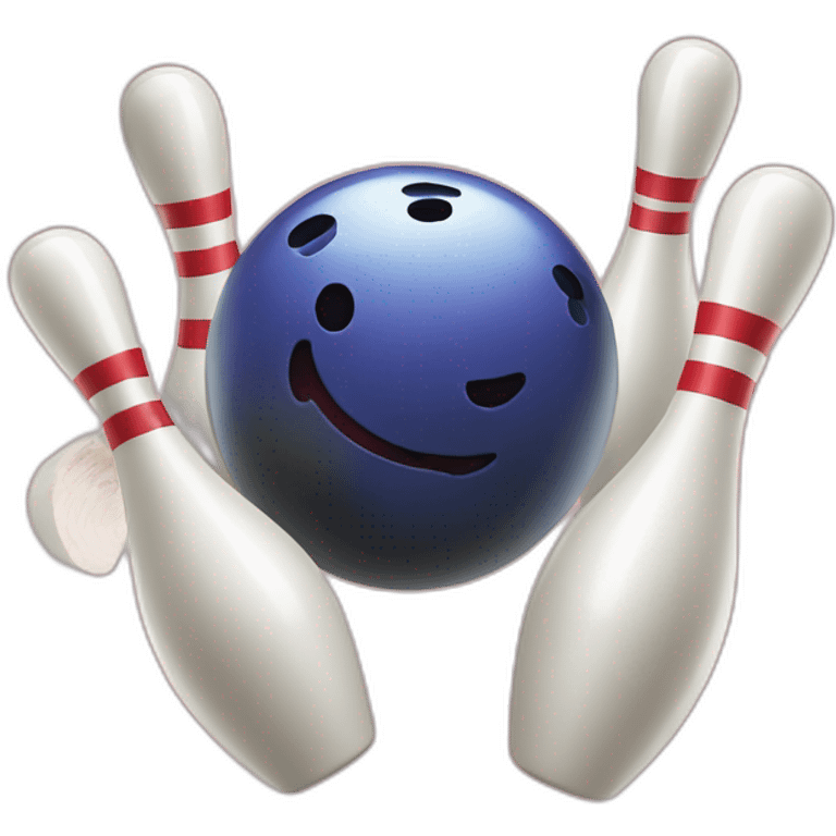 bowling ball is knocking down three pins emoji