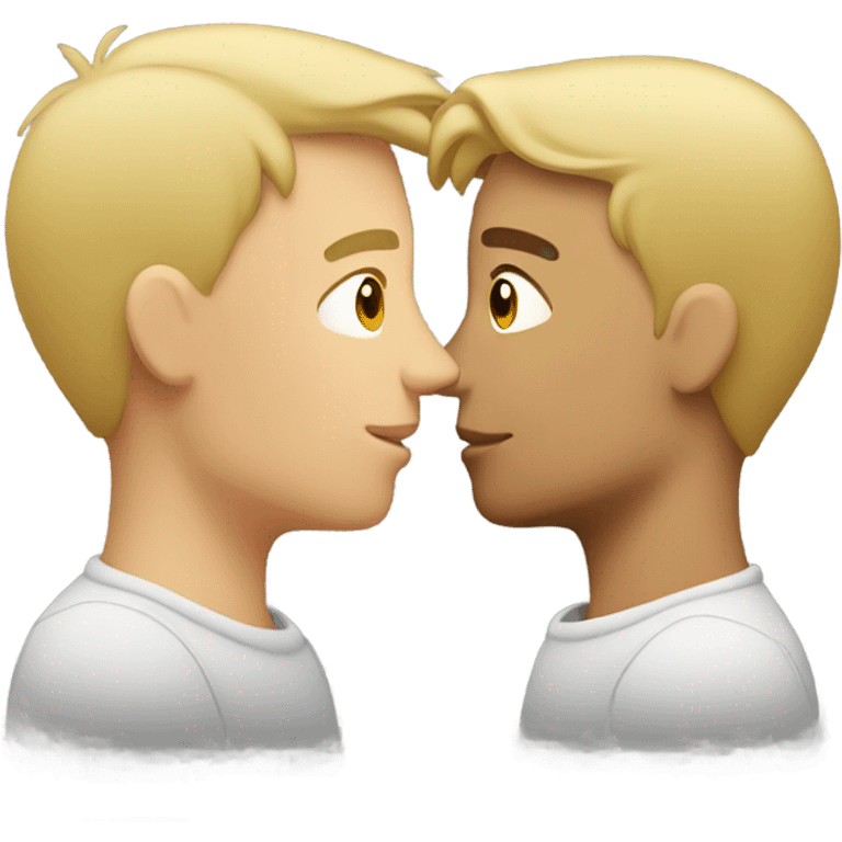 blonde white guy kissing a latino guy  emoji