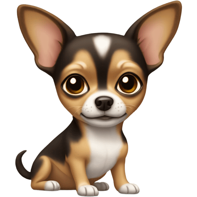 Chihuahua with girl brown hair emoji