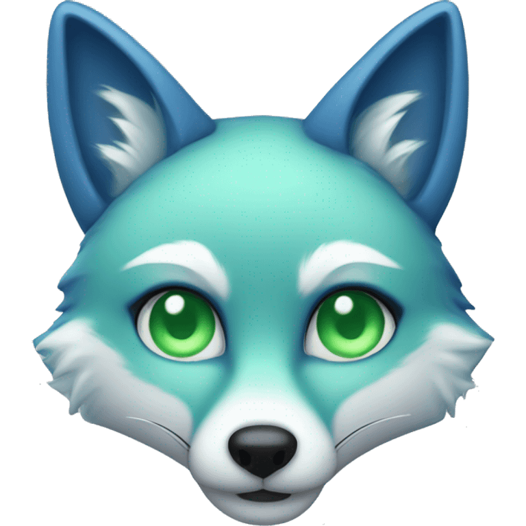 blue fox with mint green eyes  emoji