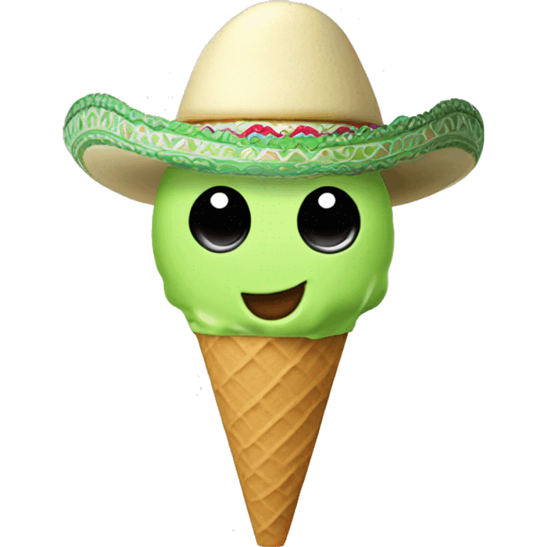 Pistachio ice cream with a sombrero on top emoji