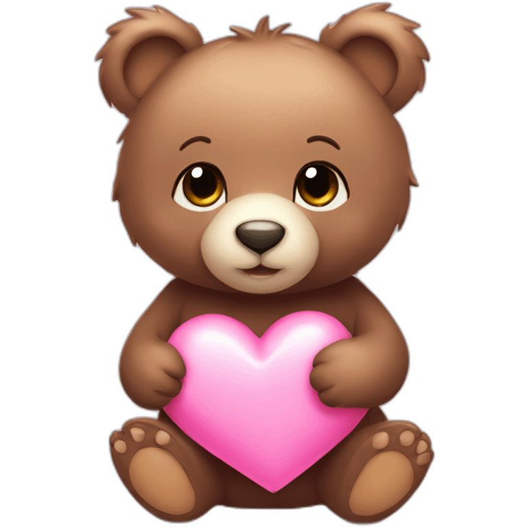 Cute baby bear with pink heart emoji