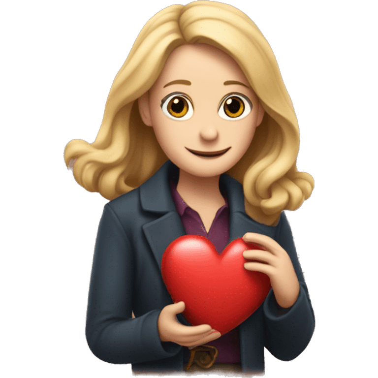 Joanne Rowling holds a heart in his hand emoji