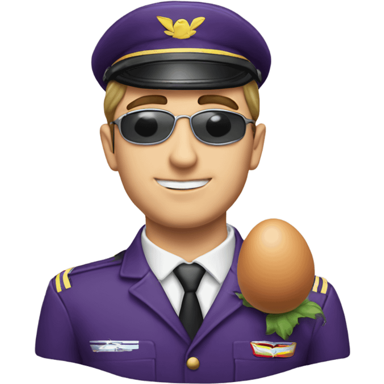 Caucasian male gay pilot kissing egg plant emoji