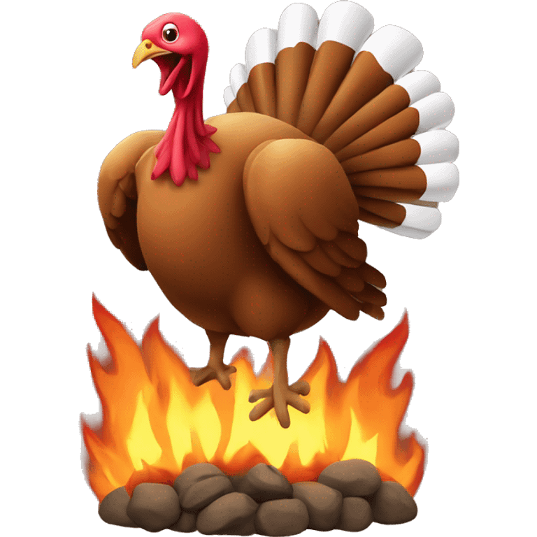 Turkey jumping over a fire emoji