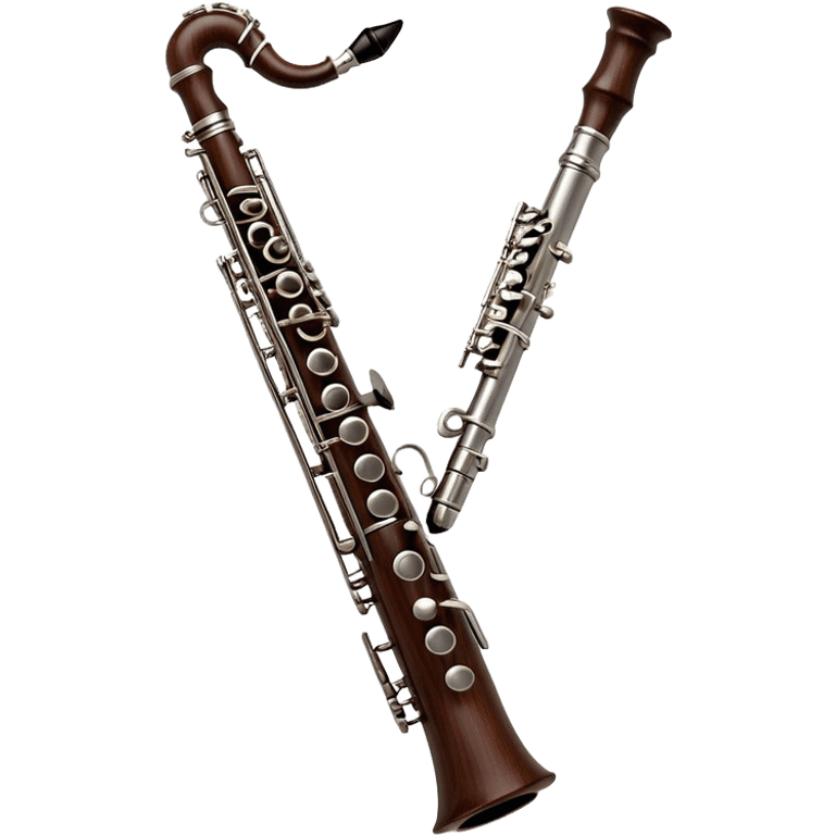 Cinematic Realistic Oboe, slender and elegant dark wood body, silver-plated keys catching soft highlights, delicate reed resting at the top, glowing with refined and classical beauty. emoji