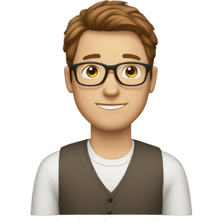 white Guy with brown hair with glasses emoji