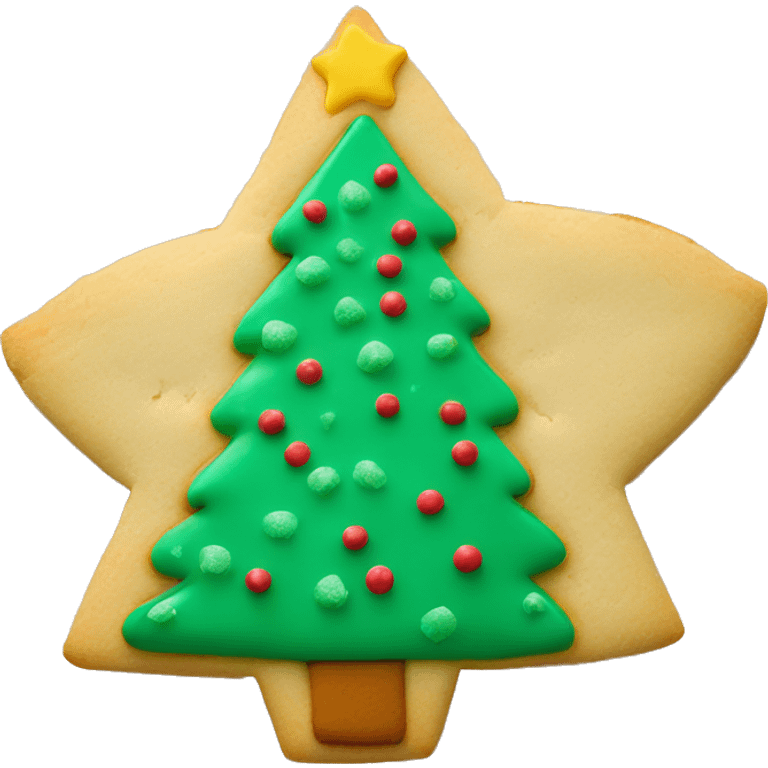 One Round sugar cookie with green Christmas tree in center of cookie emoji