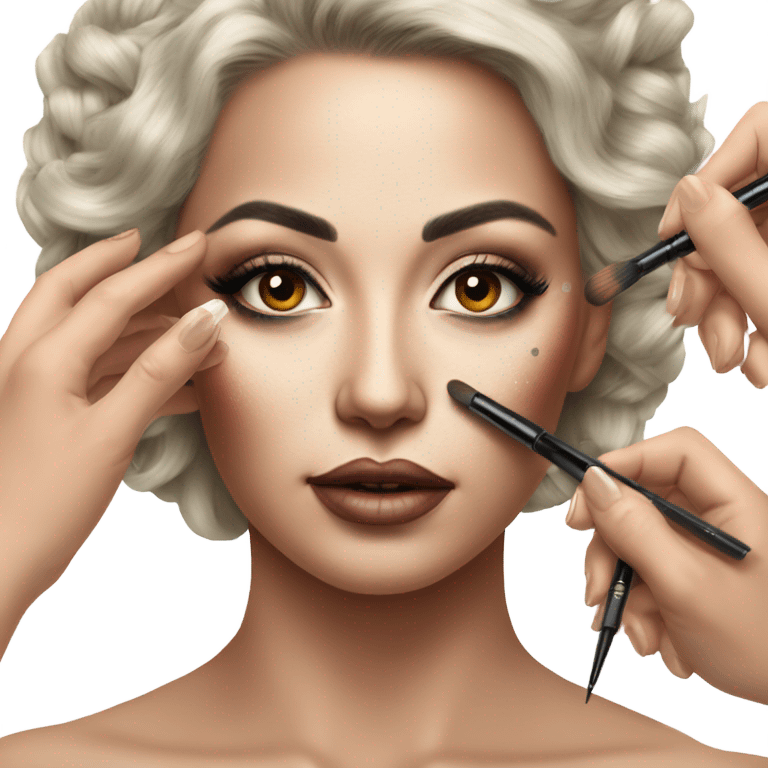 Hyper Realistic Beautiful lightly tattooed woman having make-up applied  emoji