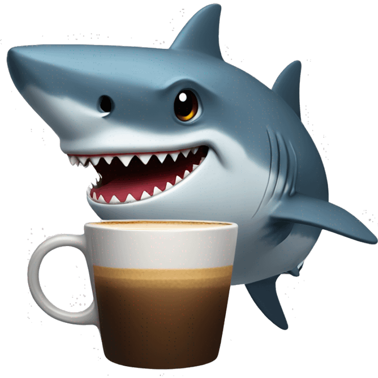 Shark drinking coffee emoji