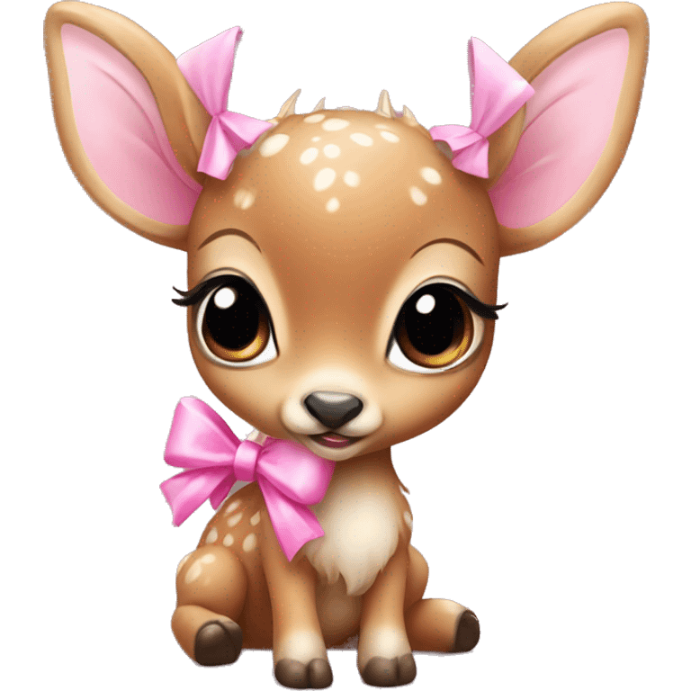 baby deer with fairy wings and a pink bow around its neck  emoji