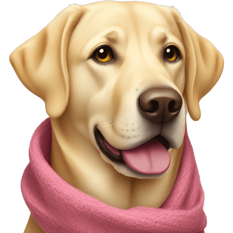 Yellow lab with pink nose wearing fall scarf emoji