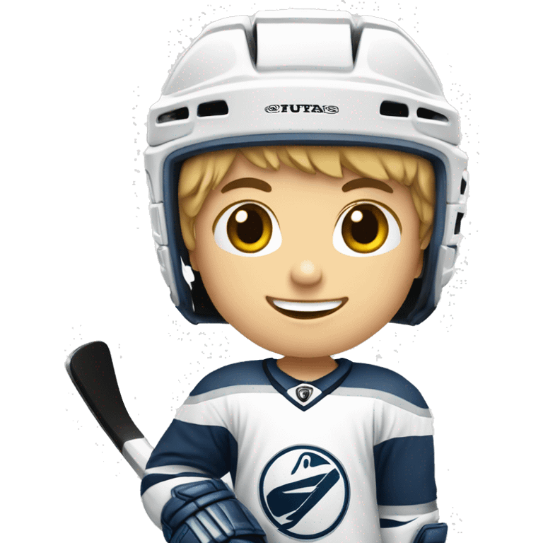 Enfant blanc qui fait du hockey  emoji