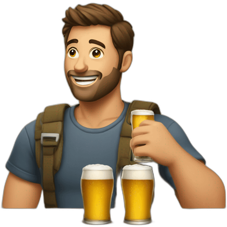 men drink beer with wall emoji