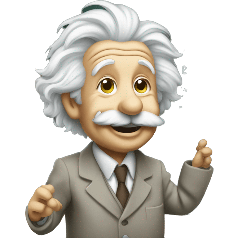 happy albert einstein calculates on the board emoji