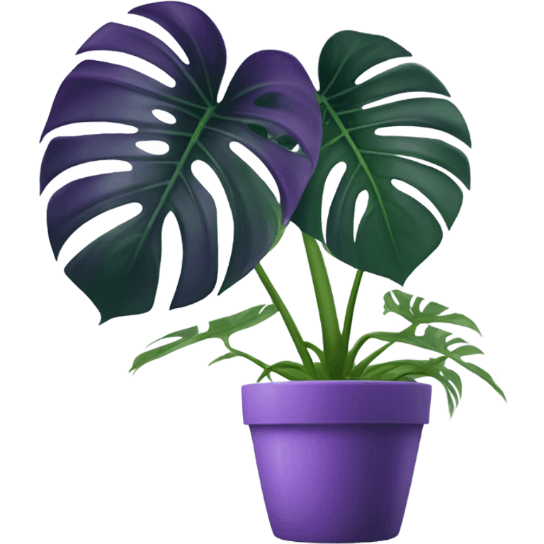 all violet monstera plant in pot emoji